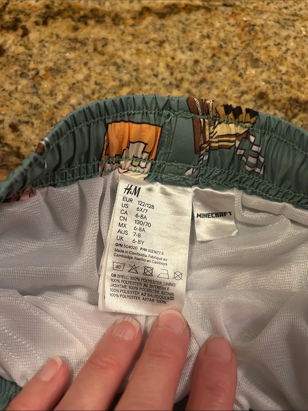 H&M Seafoam Green Minecraft Character Print Swim Shorts